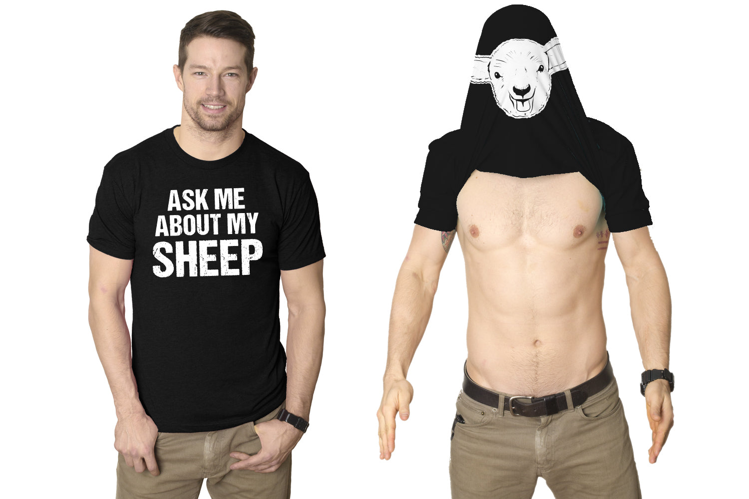 Funny Black Ask Me About My Sheep Mens T Shirt Nerdy Animal Flip Tee